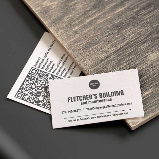 Building Construction Custom Logo QR Code Business Card (Perfect for business)