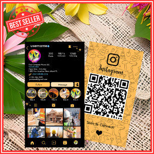 Building Construction Instagram Peach   QR Code Business Card