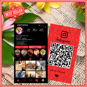 Building Construction Instagram Red   QR Code Business Card