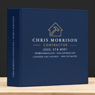 Building Construction Navy Blue Gold Binder