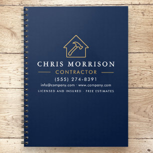 Building Construction Navy Blue Gold Notebook