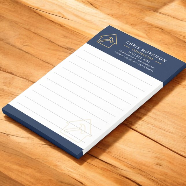 Building Construction Navy Blue Gold Post-it Notes (Creator Uploaded)