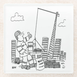 Building Construction Site Overhead Crane Operator Glass Coaster