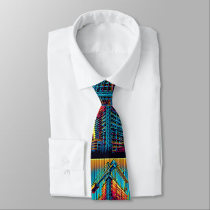 Building Construction with Crane Neon Colors Tie