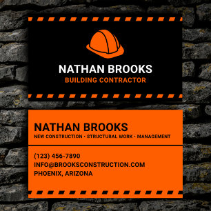 Building Contractor Orange Hard Hat Business Card