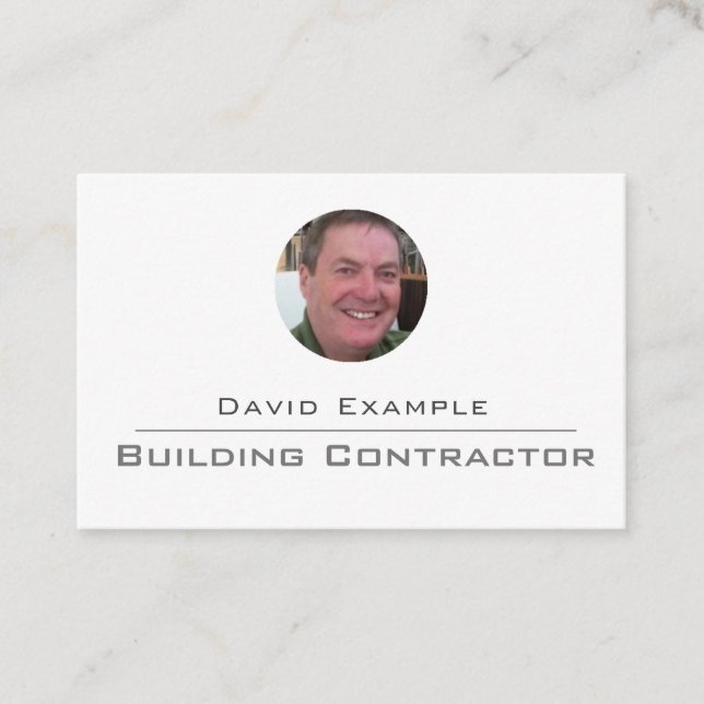 Building Contractor with Photo of Holder Business Card (Front)