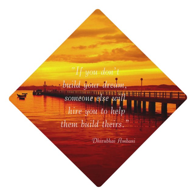 Building dream hope quote sunset background OtterB Graduation Cap Topper (Front)