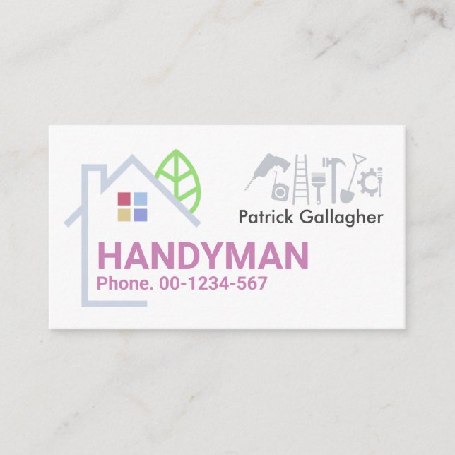 Building Frame Handyman Tools Business Card (Front)