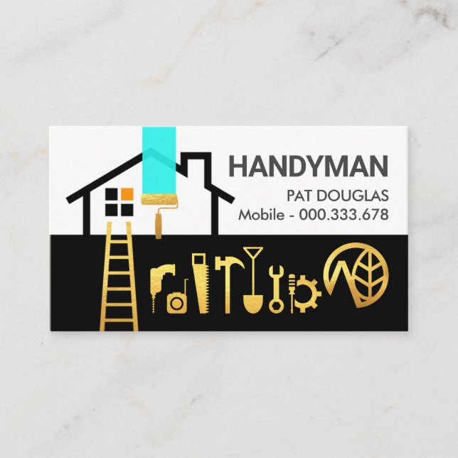 Building Frame Home Repairs Handyman Business Card (Front)