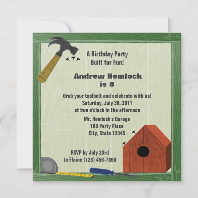 Building Fun Birthday Invitation (Front)