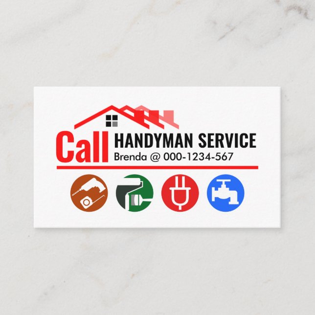 Building Home Border Handyman Tools Business Card (Front)