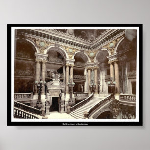 Building interior with staircase poster