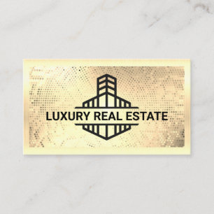 Building Logo   Gold Metallic Business Card