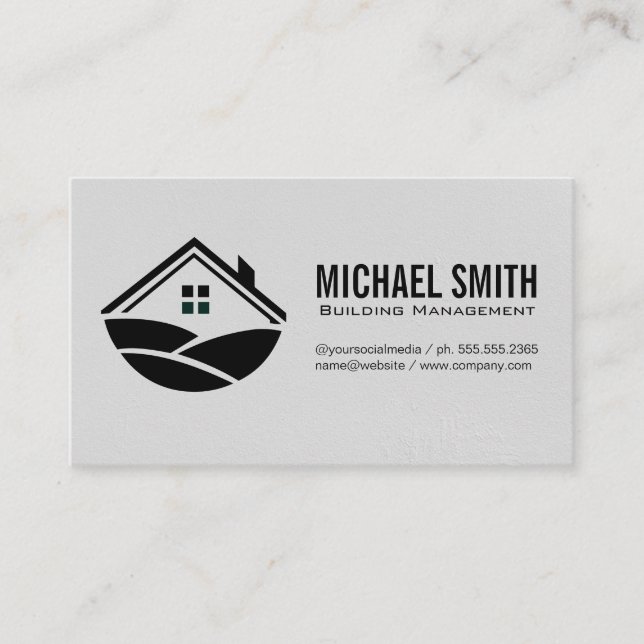 Building Management | Handyman | Home Icon Business Card (Front)