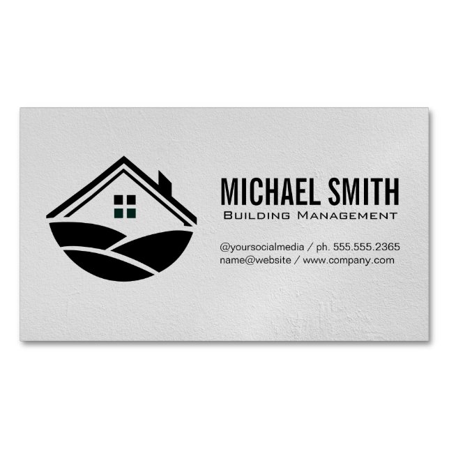 Building Management | Handyman | Home Icon Magnetic Business Card (Front)