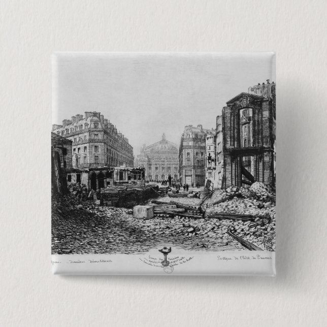Building of Avenue de l'Opera 2 Inch Square Button (Front)