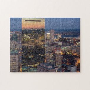 Building of Boston with light trails on road Jigsaw Puzzle