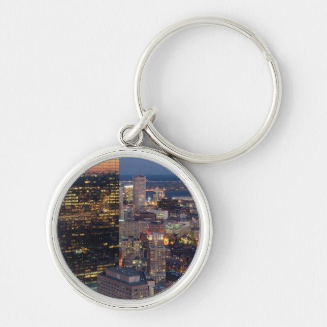 Building of Boston with light trails on road Keychain (Front)