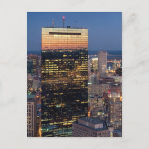 Building of Boston with light trails on road Postcard