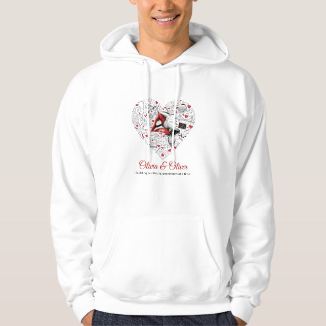 Building Our Future Profession Heart Valentine Hoodie (Front)
