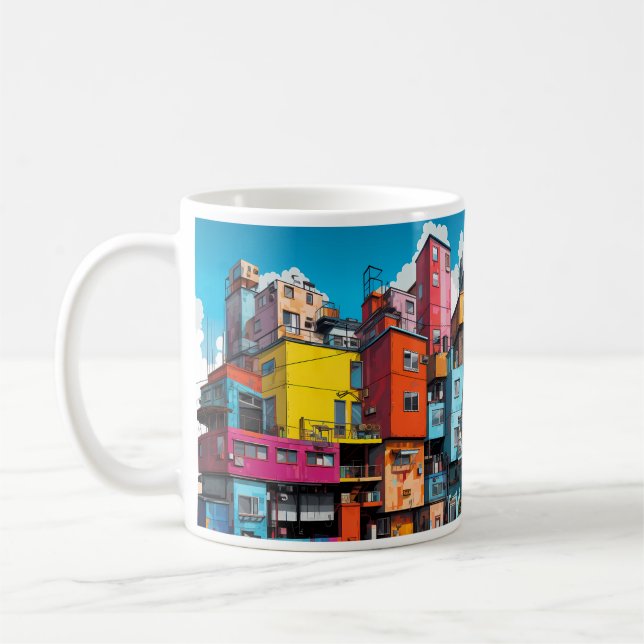 Building Picture In Pop Art Style Coffee Mug (Left)