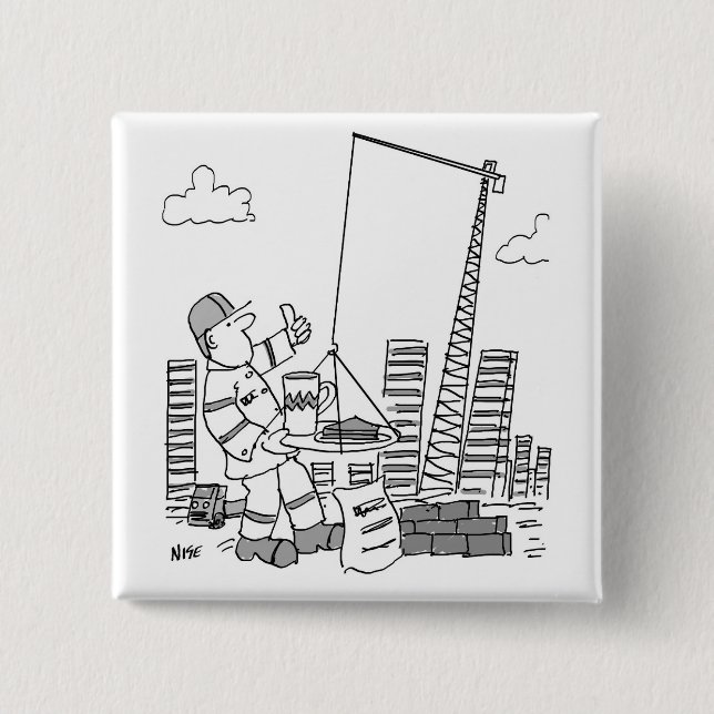 Building Site Overhead Crane Operator 2 Inch Square Button (Front)