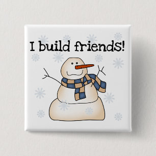 Building Snow Friends Tshirts and Gifts 2 Inch Square Button