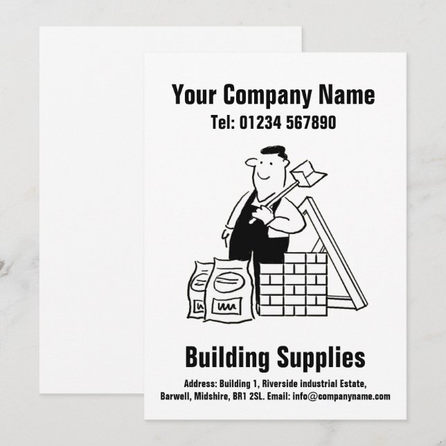 Building Supplies Cartoon Design Holiday Card (Front/Back)