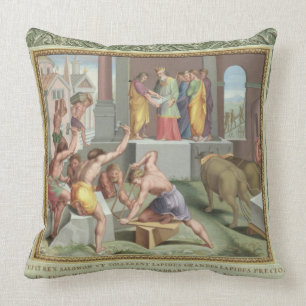 Building The Temple of Solomon, illustration from Throw Pillow