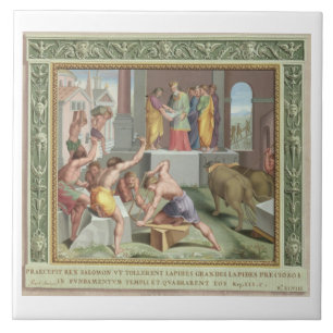 Building The Temple of Solomon, illustration from Tile