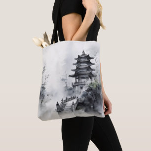 Building Traditional Asian Painting Tote Bag