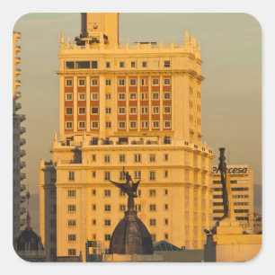 Buildings along Gran Via and Edificio Espana Square Sticker