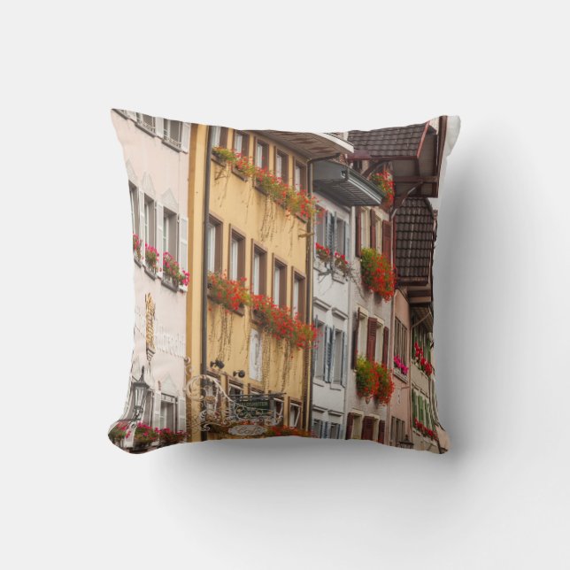 Buildings along Kaiserstrasse Throw Pillow (Front)