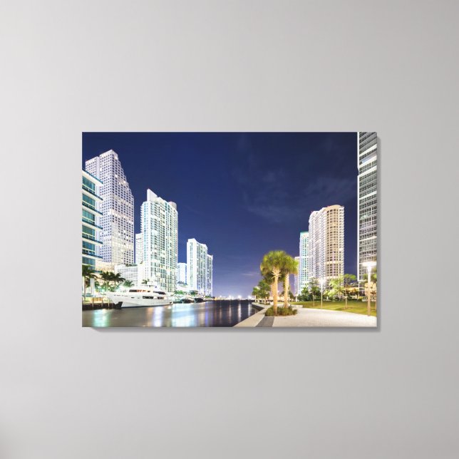 Buildings along the Miami River Riverwalk Canvas Print (Front)