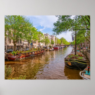 Buildings and canal in Amsterdam, Netherlands Poster