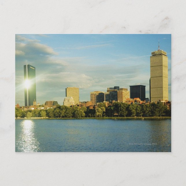 Buildings at sunset, John Hancock Tower, Boston, Postcard (Front)