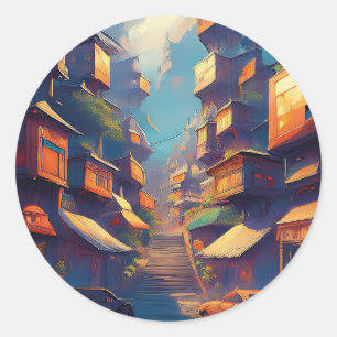 Buildings Classic Round Sticker