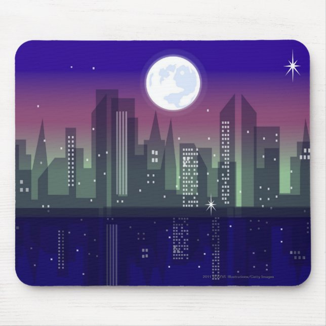 Buildings lit up at night mouse pad (Front)