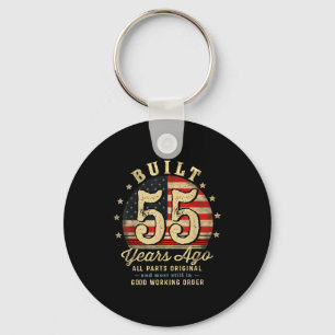 Built 55 Years Ago Funny 55th Birthday Usa Flag  Keychain