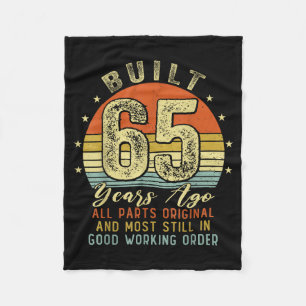 Built 65 Years Ago Funny 65th Birthday Vintage 196 Fleece Blanket