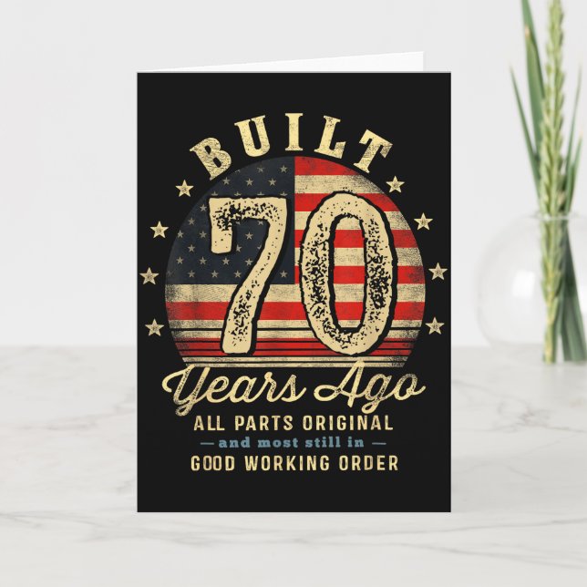 Built 70 Years Ago Funny 70th Birthday Usa Flag  Card (Front)