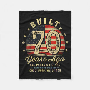 Built 70 Years Ago Funny 70th Birthday Usa Flag  Fleece Blanket