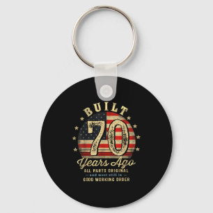 Built 70 Years Ago Funny 70th Birthday Usa Flag  Keychain