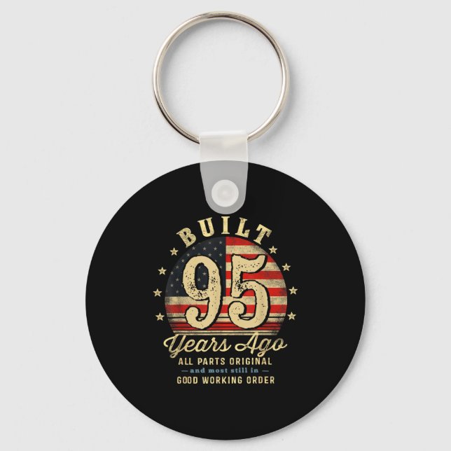 Built 95 Years Ago Funny 95th Birthday Usa Flag  Keychain (Front)