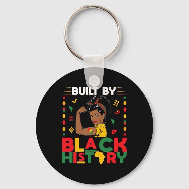 Built By Black History Month Strong African Pride  Keychain (Front)