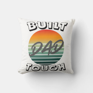 Built dad tough retro sunset dad T- shirt. Throw Pillow