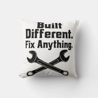 Built Different Fix Anything Mechanic Wrench Throw Pillow