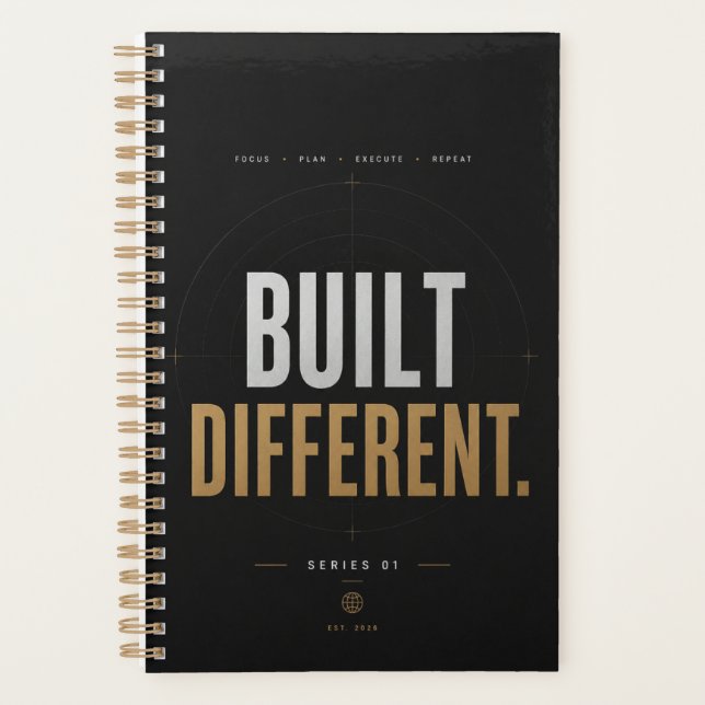  Built Different Notebook | Minimalist Motivationa Planner (Front)