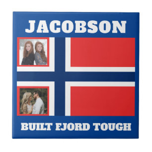 "Built Fjord Tough" and Norwegian Flag  Tile