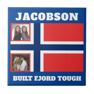 "Built Fjord Tough" and Norwegian Flag  Tile